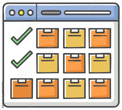 Task management interface with checklist and sticky notes displayed on screen