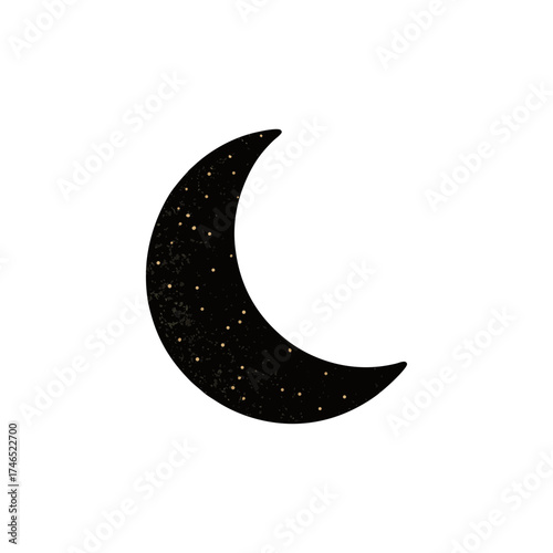 Simple stark crescent moon silhouette vector graphic scalable celestial icon