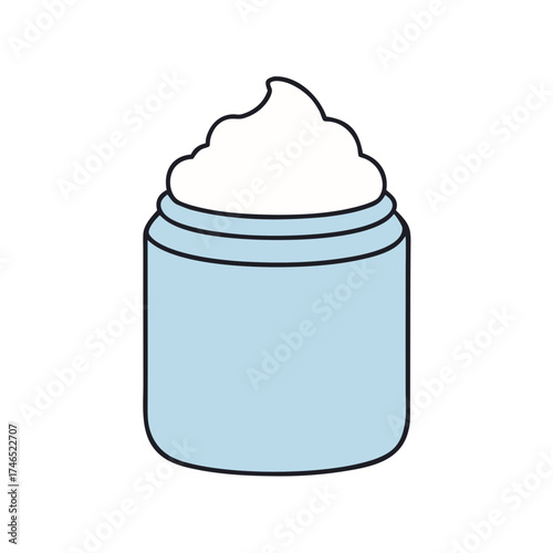 Stylized vector illustration of a jar filled with creamy fluff perfect for beauty and dessert concepts