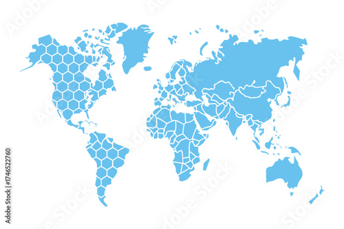 Minimalist World Map Line Art Illustration