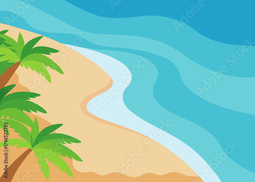 tropical beach aerial view soft gradient sky