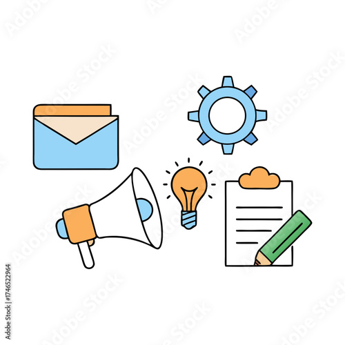 Business and communication vector icon set for modern marketing and idea generation