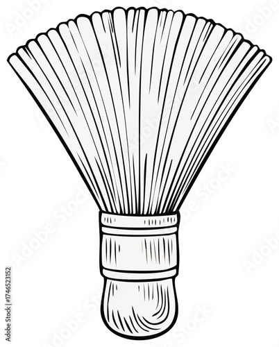 Illustration of a Shaving Brush with wooden Handle, Bristles used for Grooming and Applying Shaving Cream or Soap