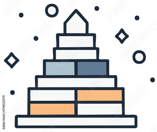 Stylized pyramid illustration showing levels of progress structure and goal attainment