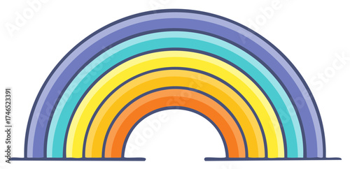 Colorful Cartoon Rainbow Illustration, Joy, and Happiness Concept