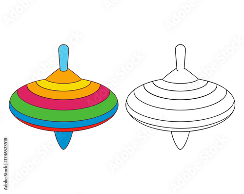 Vibrant colorful spinning top toy vector illustration scalable toy game play