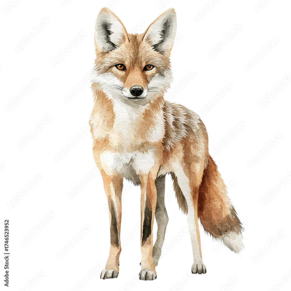 Obraz premium Coyote watercolor art on transparent background