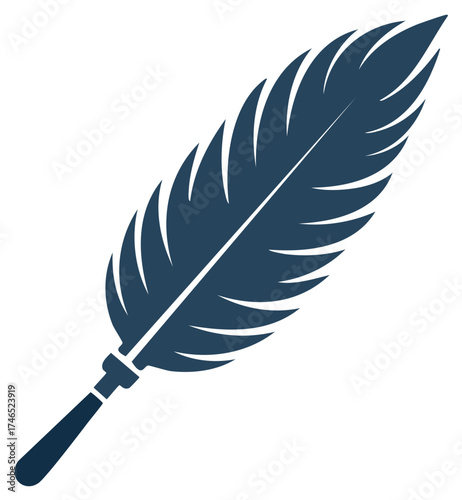 Elegant Blue Quill Pen Icon Illustration for Creative Writing and Education