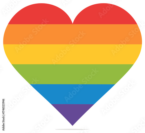 Rainbow Striped Heart LGBT Pride Symbol Love and Inclusion Declaration