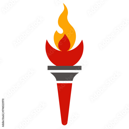Decorative torch vector illustration flame fire symbol symbolism knowledge power light ignition fuel energy ancient weapon