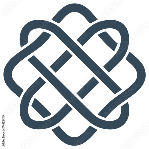 Symmetrical dark blue intricate Celtic knot abstract pattern symbolizing eternal connection
