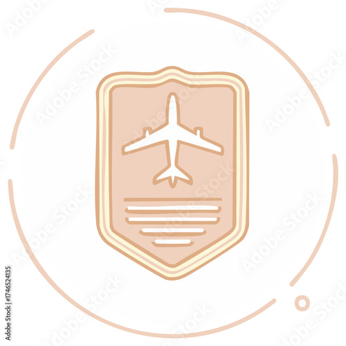 Cute Travel Badge with an Airplane Silhouette Flight Adventure Illustration