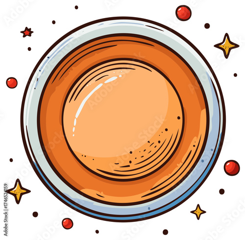 Whimsical Cartoon Planet with Stars and Orbits