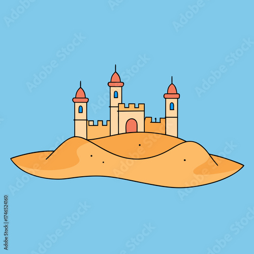Dreamy desert kingdom watercolor sand dunes illustration scalable vector graphic