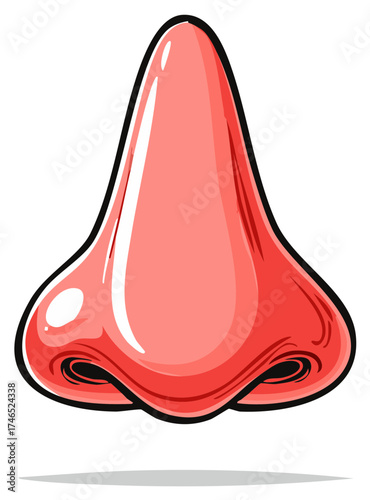 Stylized Red Nose with Black Outline and Subtle Highlights