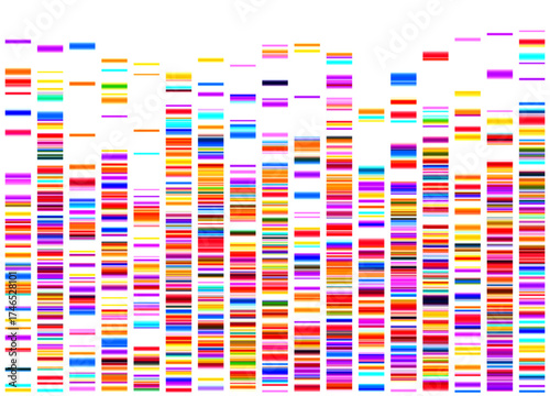 Genomic data visualization. Abstract DNA sequencing and genome mapping graphics. Scientific concept for medical research, biotechnology, and genetic testing. Vector illustration.
