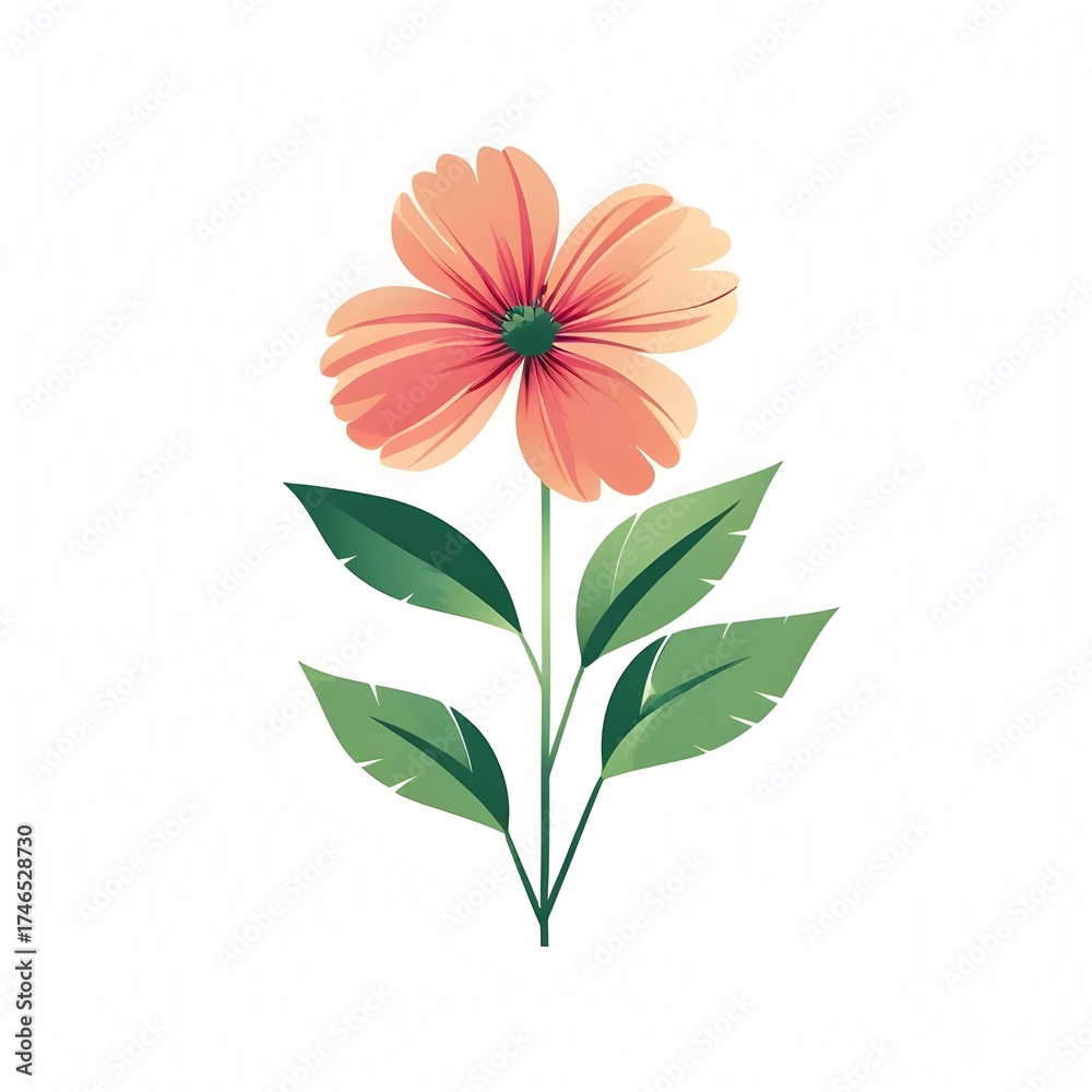 Obraz premium cherish pink flower with green leaves