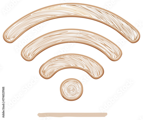 Hand-drawn Wifi signal sketch graphic, wireless connectivity design element, wifi icon illustration