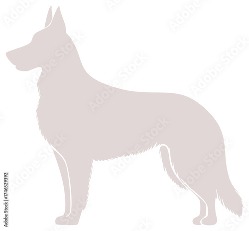Silhouette of a standing German Shepherd dog profile view
