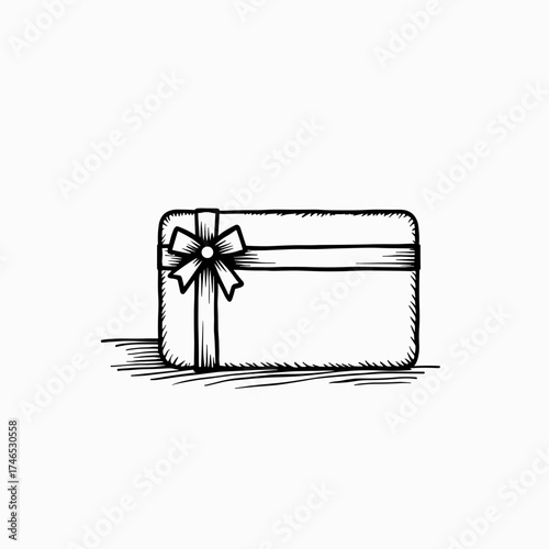 Gift card with bow in simple sketch style  