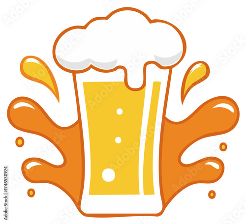 Frothy Refreshing Beer Splash Illustration Abstract Liquid Beverage Splash Celebration