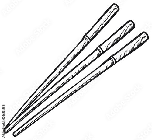 Hand drawn chopsticks in a simple graphic illustration