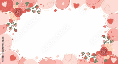 Floral and Heart-Shaped Frame for Valentine's Day or Romantic Themes