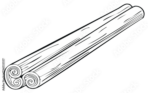 Illustration of three cinnamon sticks bundled together with rolled ends
