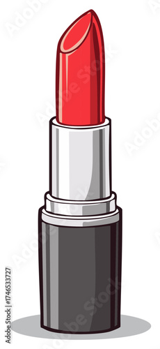 Cartoon lipstick illustration isolated on a white background. Make up cosmetic concept.