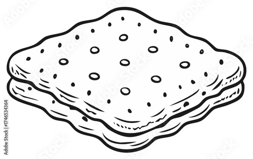 Illustration of a Cream Sandwich Cracker with Spots on White Background