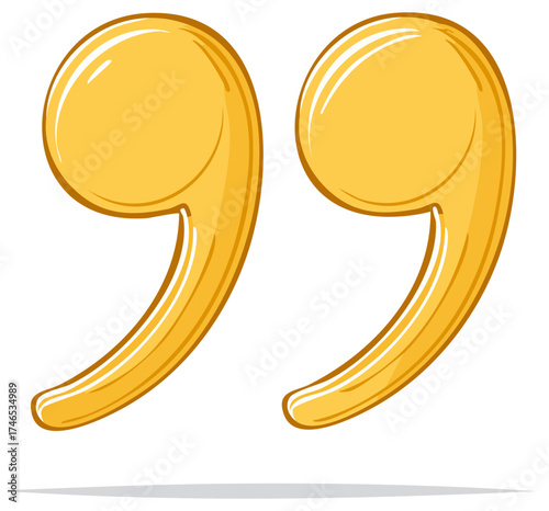 Gold Cartoon Quotation Marks Punctuation Signs Illustration