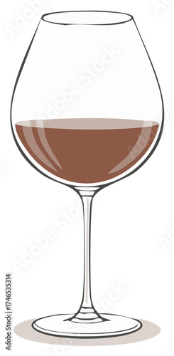 Elegant Hand-Drawn Wine Glass Illustration of Full Bodied Red, Perfect for Wine Tasting Events and Sophisticated Designs