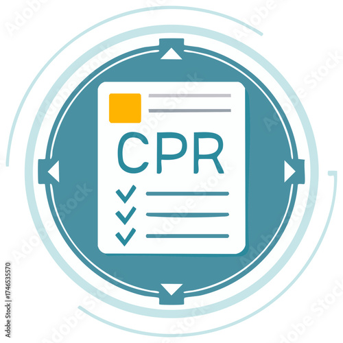 CPR Medical Checklist and Icon in Circular Design