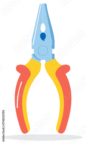 Colorful flat design illustration of long nose pliers handyman tool