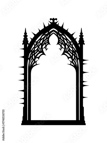 Gothic arch silhouette decorative architectural element vector illustration isolated on white background