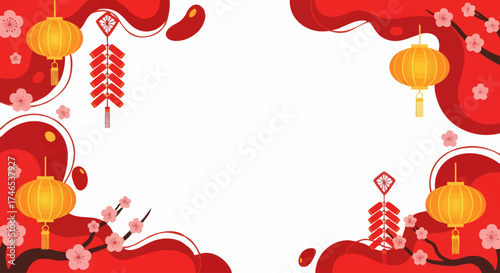 Celebrate the Lunar New Year A Festive and Auspicious Design with Lanterns and Decorations