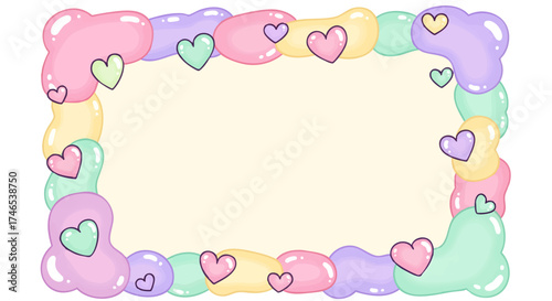 Sweet Frame with Jelly Beans and Hearts for Valentine's Day or Lovely Design