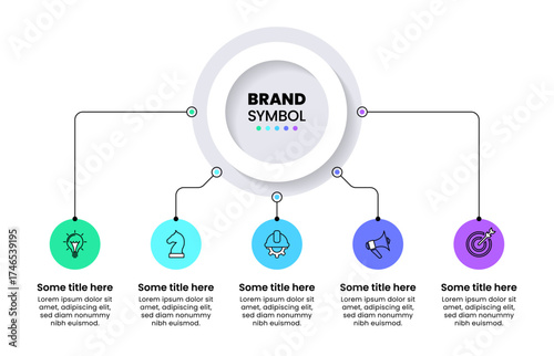 Infographic template. Circle with lines and 5 steps