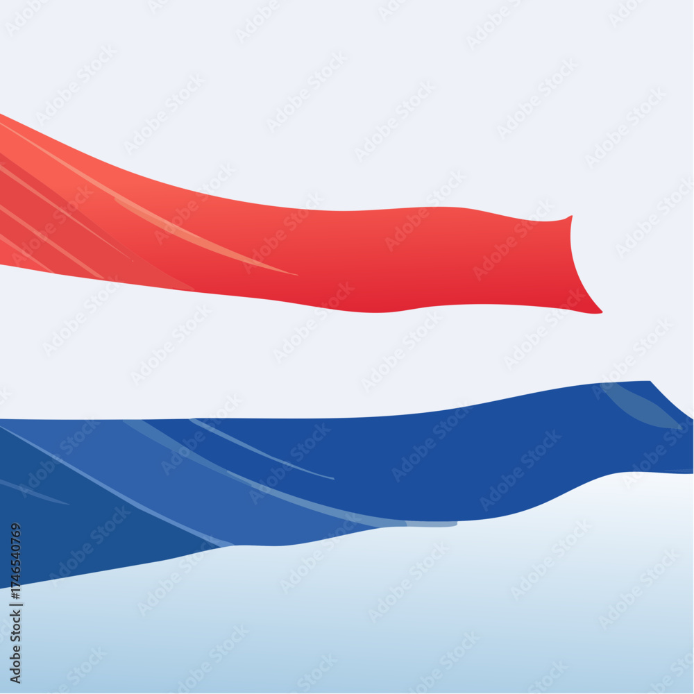 Fototapeta premium Graphic representation of a flag with red white and blue streamers