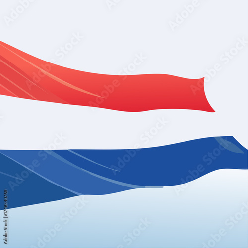 Graphic representation of a flag with red white and blue streamers