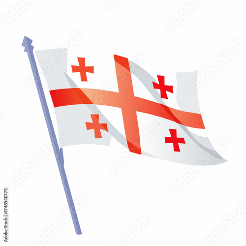Georgian flag waving against white background vector illustration