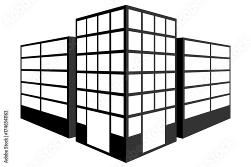 Building Icon. Black vector illustration EPS 10 File isolated on white background.