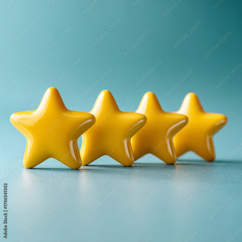Fototapeta premium Four yellow stars on a blue background.