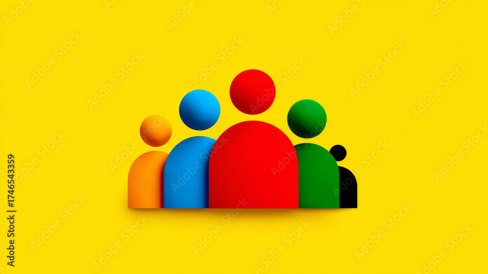 Obraz premium Colorful abstract group of people on yellow background