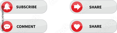 Subscribe Comment Share Engaging Call to Action Buttons for Social Media Interaction and Website Design Connect Amplify