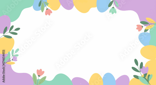 Springtime Border with Pastel Colors and Floral Accents