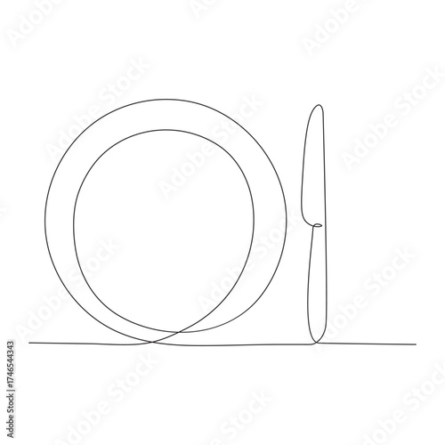 Continuous one line drawing of a knife, spoon, and fork, line art. simple drawing. vector.