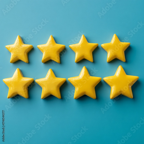 Yellow stars arranged on a blue surface in a neat pattern.