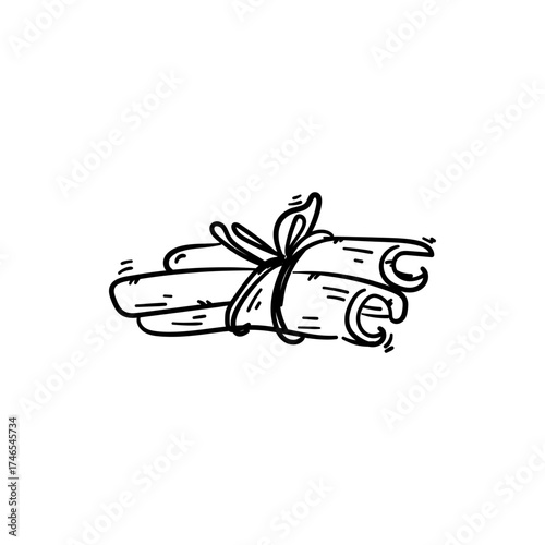A bundle of cinnamon sticks. doodle hand drawn icon sketch vector illustration