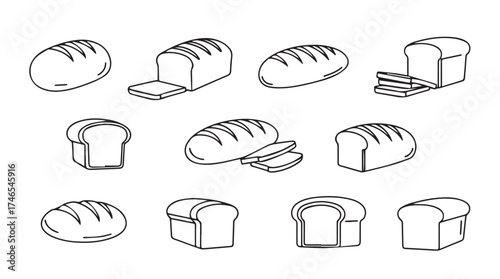 Hand-drawn sketch collection of various delicious loaves of bread for baking and food concepts vector